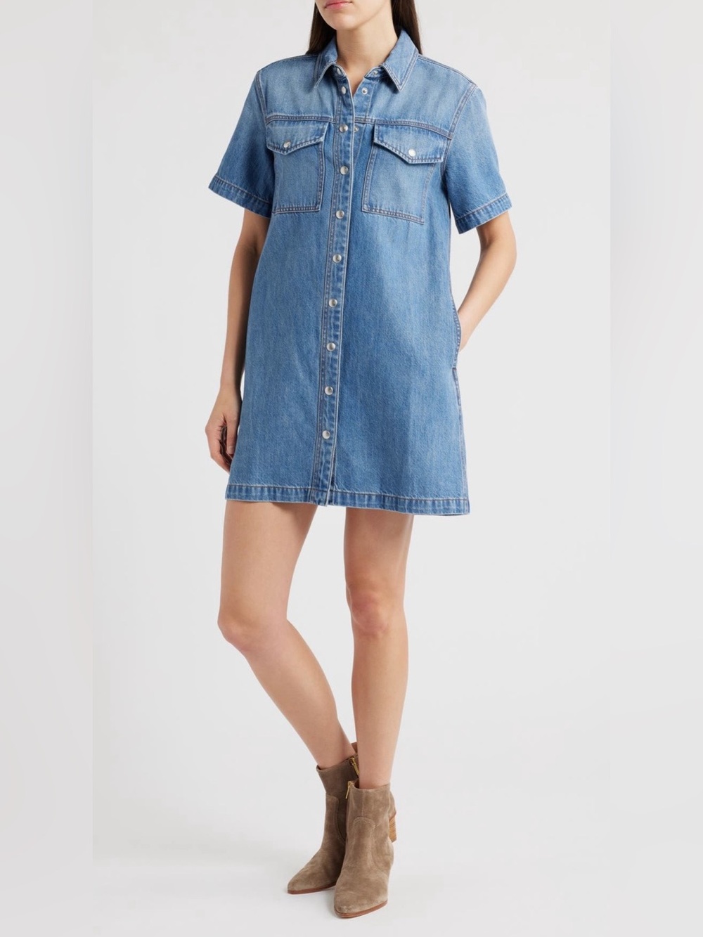 NWT Madewell Airy Denim Button-Front Shirt Dress - Small
